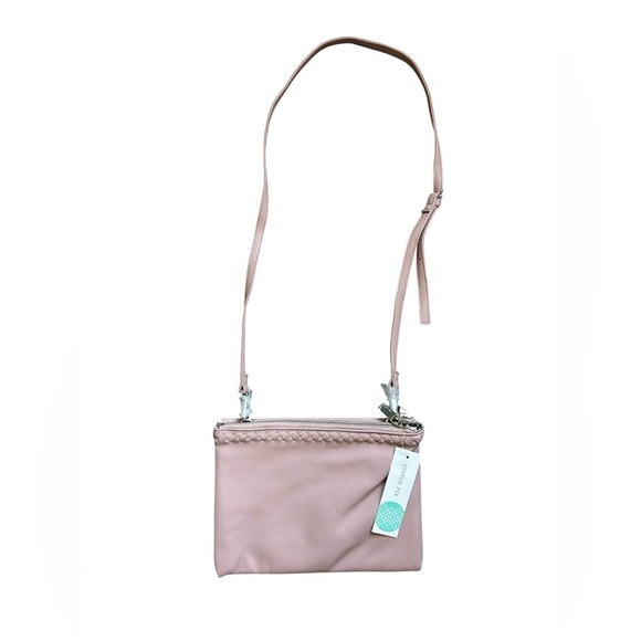 Deux Lux NWT vegan leather Maribel Double Zip Crossbody Blush Purse - Picture 3 of 12